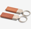 Wooden Keyring with Metal Hoop (Light Brown)