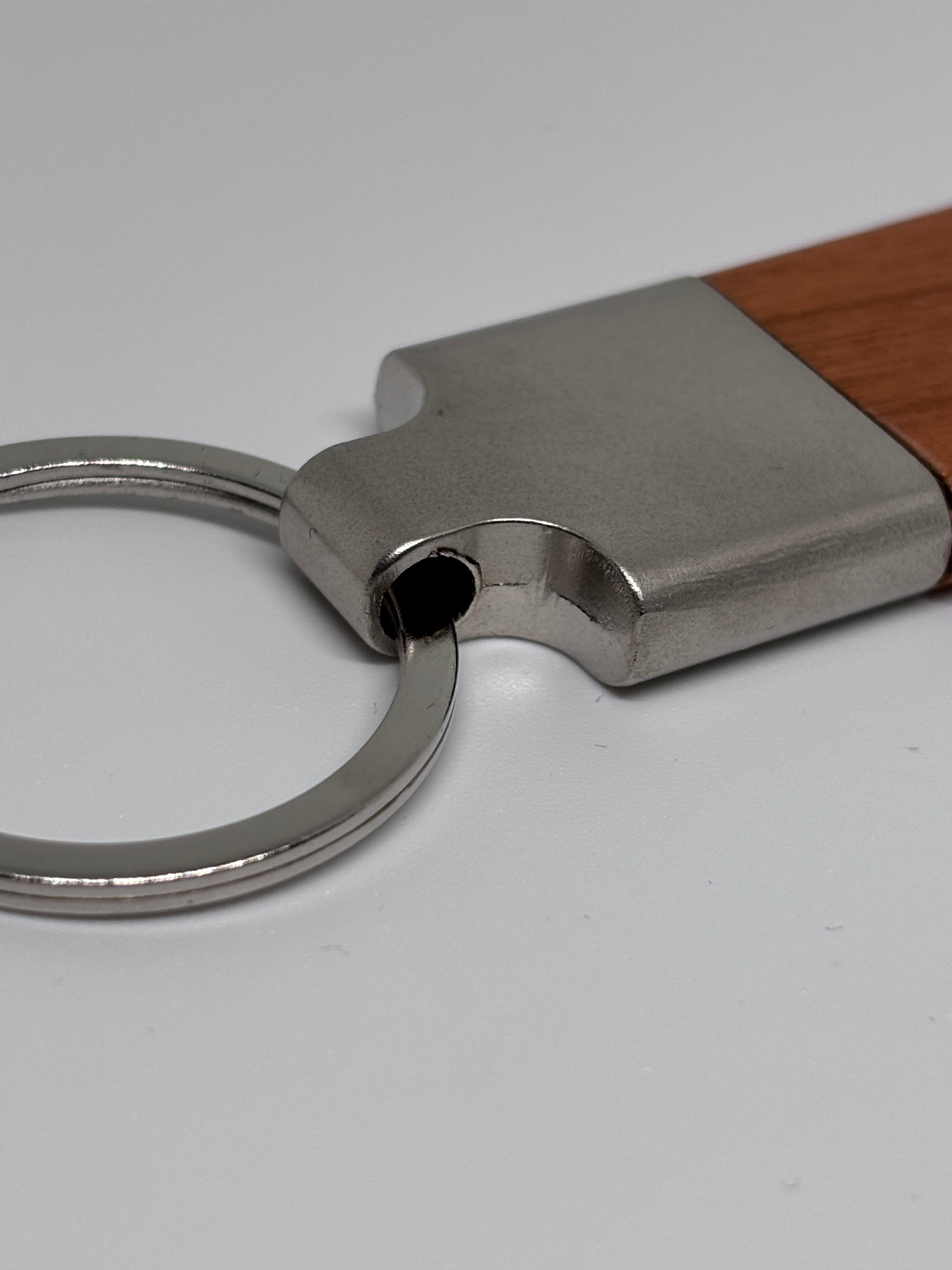 Wooden Keyring with Metal Hoop (Light Brown)